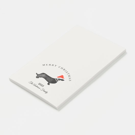 Custom Christmas red gray santa dachsund Post-it Klebezettel (angewinkelt)