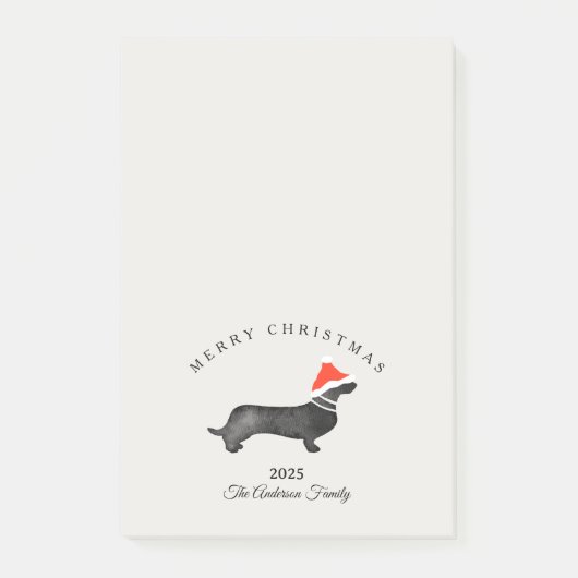Custom Christmas red gray santa dachsund Post-it Klebezettel (Vorderseite)