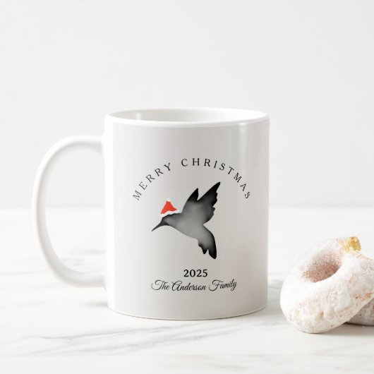 Custom Christmas red gray santa hummingbird Kaffeetasse (Mit Donut)