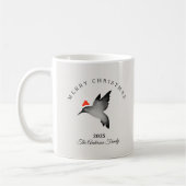 Custom Christmas red gray santa hummingbird Kaffeetasse (Links)