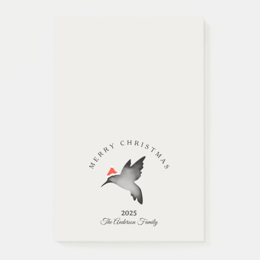 Custom Christmas red gray santa hummingbird Post-it Klebezettel (Vorderseite)