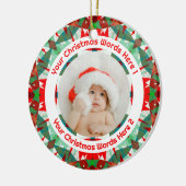 Custom Christmas Red Green Family Photo Gift Keramik Ornament (Links)