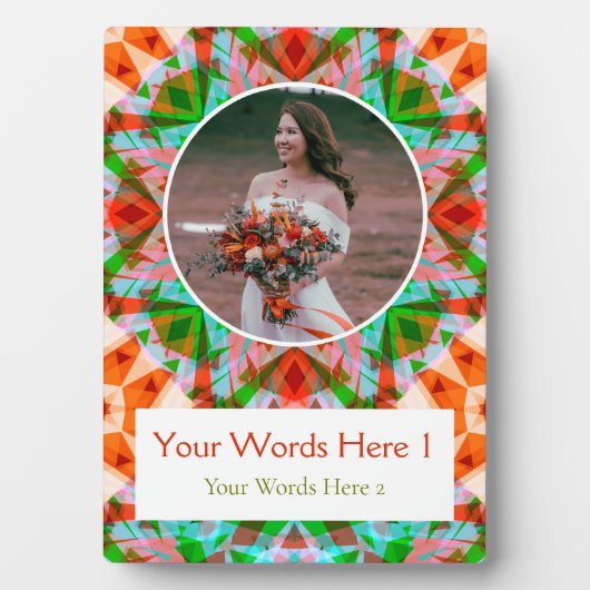 Custom Christmas Red Green Star Wedding Newlyweds Fotoplatte (Vorderseite)