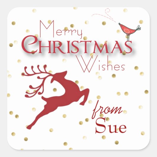 Custom Christmas Reindeer Gift Tag Stickers (Vorderseite)