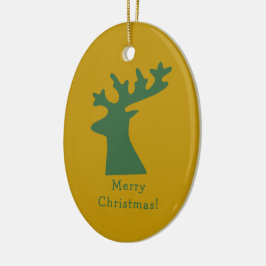 Custom Christmas Reindeer Head Green und Gold Keramik Ornament