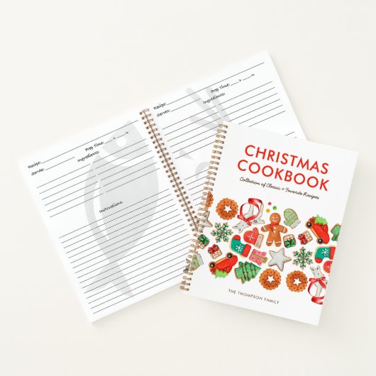 Custom Christmas Rezept weiß und rot Notizblock (Innenseite)