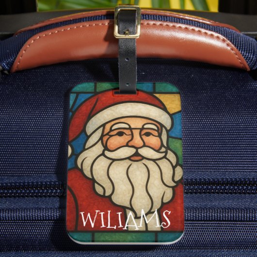 Custom Christmas Santa Art Deco Stained Glass Gepäckanhänger (Vorderseite Insitu 2)