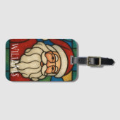 Custom Christmas Santa Art Deco Stained Glass Gepäckanhänger (Vorderseite (Horizontal))