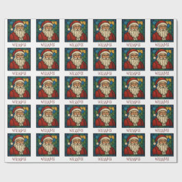 Custom Christmas Santa Art Deco Stained Glass Geschenkpapier