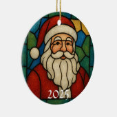 Custom Christmas Santa Art Deco Stained Glass Keramik Ornament (Rechts)
