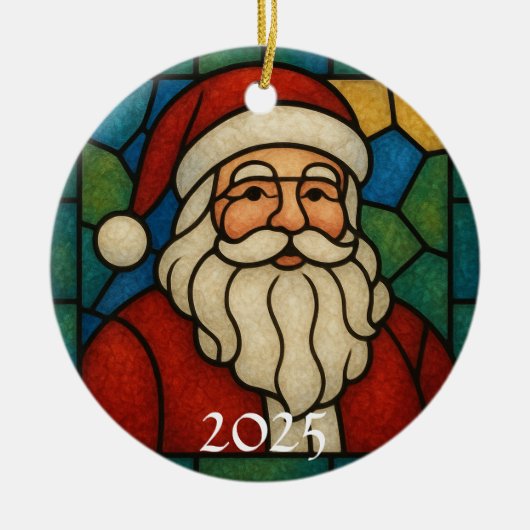 Custom Christmas Santa Art Deco Stained Glass Keramik Ornament (Vorne)