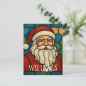 Custom Christmas Santa Art Deco Stained Glass Postkarte (Stehend Vorderseite)