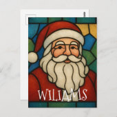 Custom Christmas Santa Art Deco Stained Glass Postkarte (Vorne/Hinten)