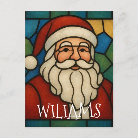 Custom Christmas Santa Art Deco Stained Glass Postkarte (Vorderseite)