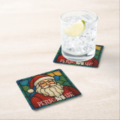 Custom Christmas Santa Art Deco Stained Glass Rechteckiger Pappuntersetzer (Vor Ort)