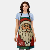 Custom Christmas Santa Art Deco Stained Glass Schürze (Getragen)