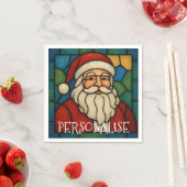 Custom Christmas Santa Art Deco Stained Glass Serviette (Beispiel)