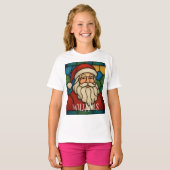 Custom Christmas Santa Art Deco Stained Glass T-Shirt (Vorne ganz)