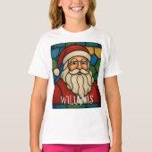 Custom Christmas Santa Art Deco Stained Glass T-Shirt (Vorderseite)