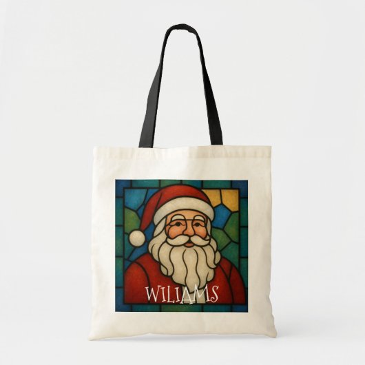 Custom Christmas Santa Art Deco Stained Glass Tragetasche (Vorne)