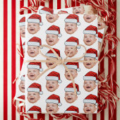 Custom Christmas Santa Hat Face Photo Wihte Geschenkpapier Set