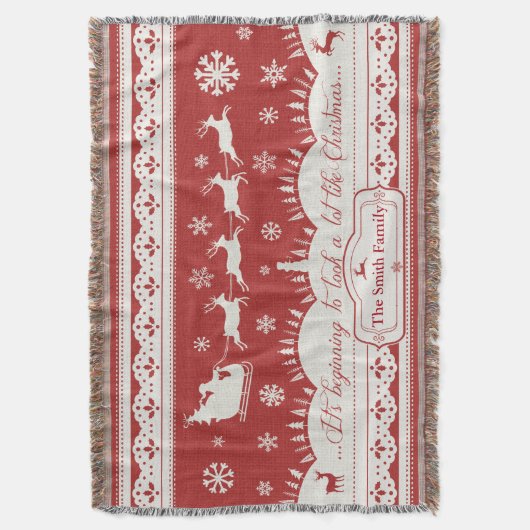 Custom Christmas Santa Sleigh Throw Blanket Decke (Vorderseite Vertikal)