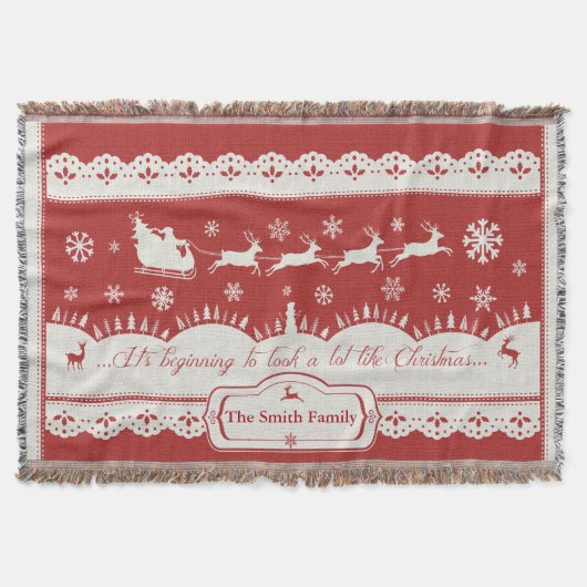 Custom Christmas Santa Sleigh Throw Blanket Decke (Vorderseite)