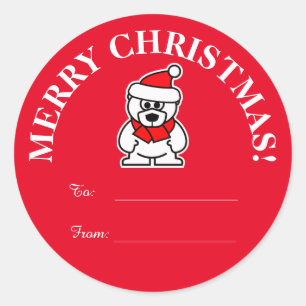 Custom Christmas Santa zu und von Tag Aufklebern Runder Aufkleber