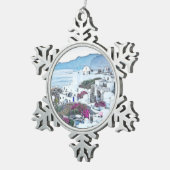 Custom Christmas Santorini Griechenland Schneeflocken Zinn-Ornament (Rechts)