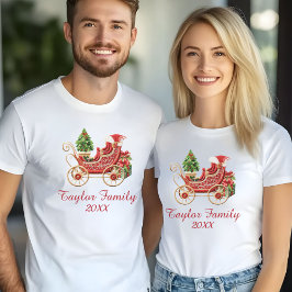 Custom Christmas Sleigh Stickereieffekt T-Shirt