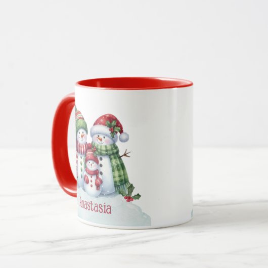 Custom Christmas Snowman Coffee Mug Tasse (Vorderseite Links)