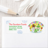 Custom Christmas Snowmen Rücksendeadressen-Aufkleb (Insitu)