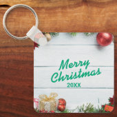 Custom Christmas Square Metal Keychain Schlüsselanhänger (Vorderseite)
