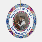 Custom Christmas Star Jolly Blue Foto Gruß Keramik Ornament (Links)