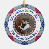 Custom Christmas Star Jolly Blue Foto Gruß Keramik Ornament (Hinten)