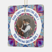 Custom Christmas Star Jolly Blue Foto Gruß Keramikornament (Links)