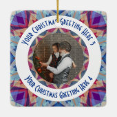 Custom Christmas Star Jolly Blue Foto Gruß Keramikornament (Rückseite)