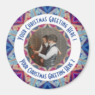 Custom Christmas Star Jolly Blue Foto Gruß Magnet