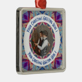 Custom Christmas Star Jolly Blue Foto Gruß Ornament Aus Metall (Rechts)