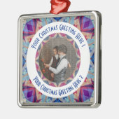 Custom Christmas Star Jolly Blue Foto Gruß Ornament Aus Metall (Links)