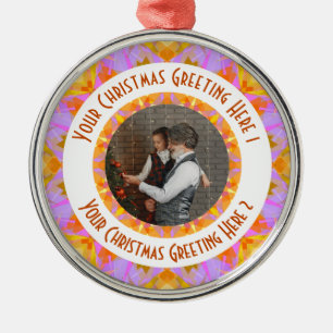 Custom Christmas Star Jolly Pink Foto Gruß Ornament Aus Metall