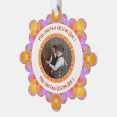 Custom Christmas Star Jolly Pink Foto Gruß Ornament Karte (Linke Ecke)