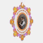 Custom Christmas Star Jolly Pink Foto Gruß Ornament Karte (Rechts)