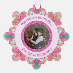 Custom Christmas Star Jolly Pink Foto Gruß Ornament Karte