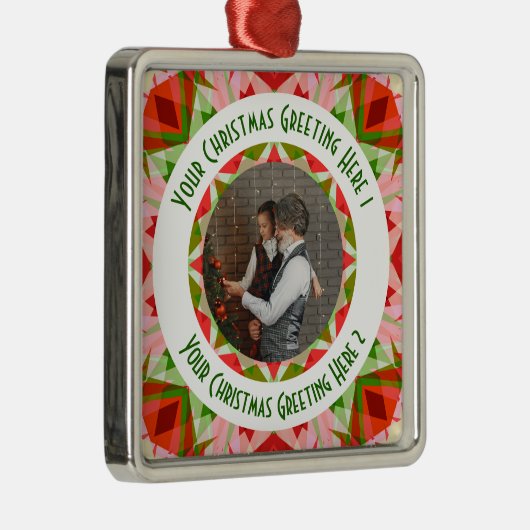 Custom Christmas Star Jolly Red Foto Gruß Ornament Aus Metall (Rechts)