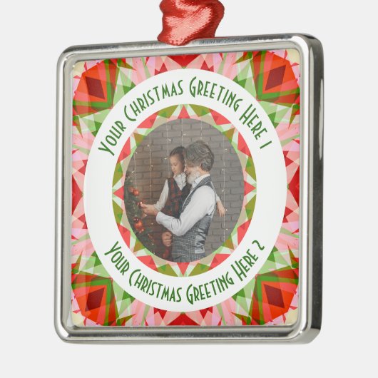 Custom Christmas Star Jolly Red Foto Gruß Ornament Aus Metall (Links)