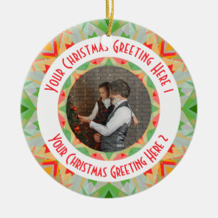 Custom Christmas Star Merry Green Foto Gruß Keramik Ornament