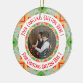 Custom Christmas Star Merry Green Foto Gruß Keramik Ornament (Links)