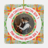 Custom Christmas Star Merry Green Foto Gruß Keramikornament (Rückseite)