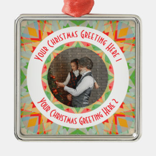 Custom Christmas Star Merry Green Foto Gruß Ornament Aus Metall